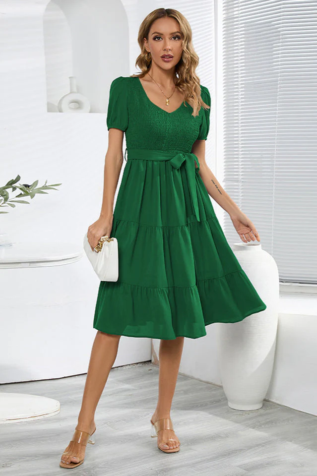 Smocking Tiered Skater Dress - Image 3