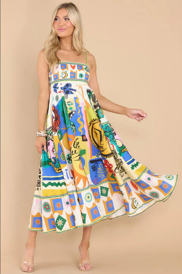 Soleil Square-Neck Midi Sundress