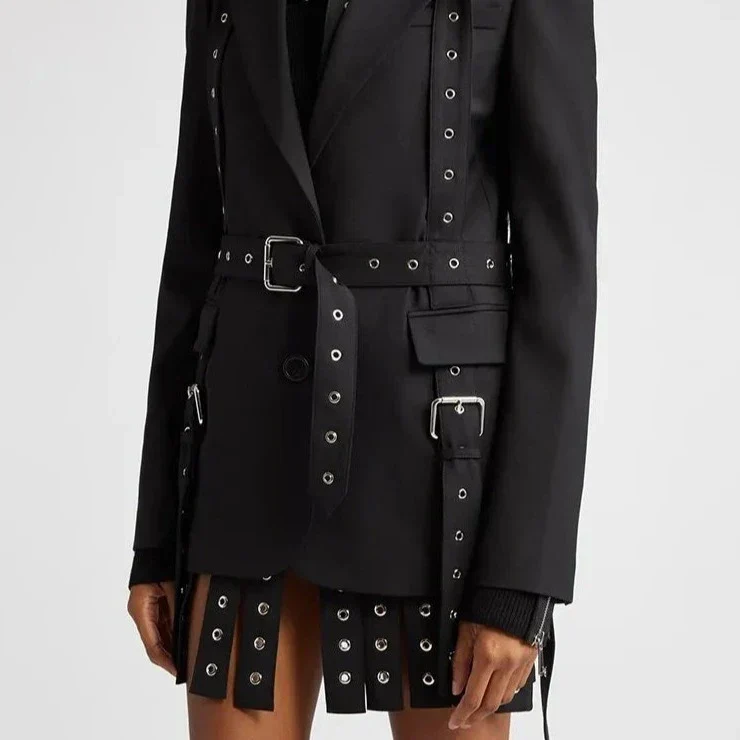 Black STRAPPY Belted Blazer - Image 5