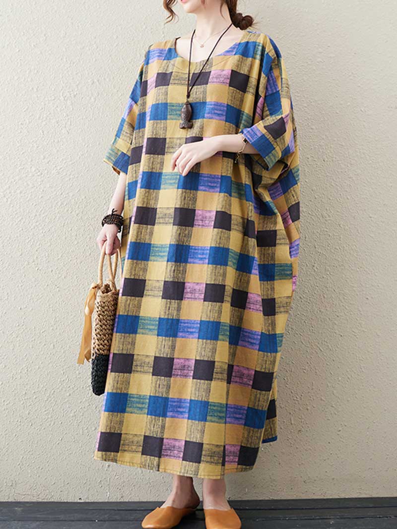 Someone Special Plaid Bat Sleeve Midi Dress - Image 5