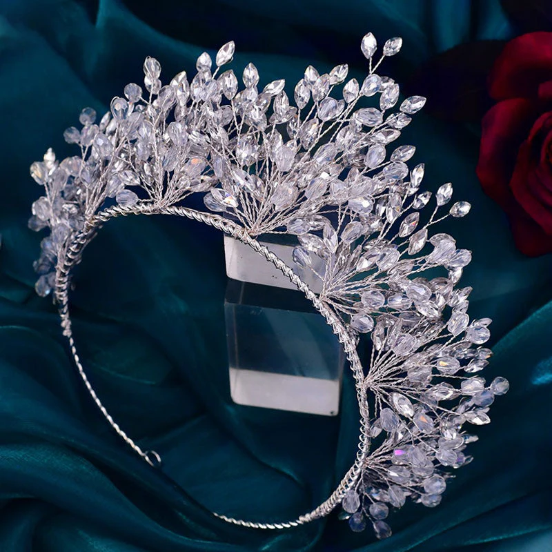 Sparkling Branch Effect Crystal Embellished Bridal Headband - Silver - Image 3