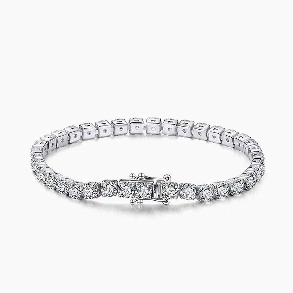 Sparkling Prong Set Cubic Zirconia Sterling Silver Polished Tennis Bracelet - Image 2