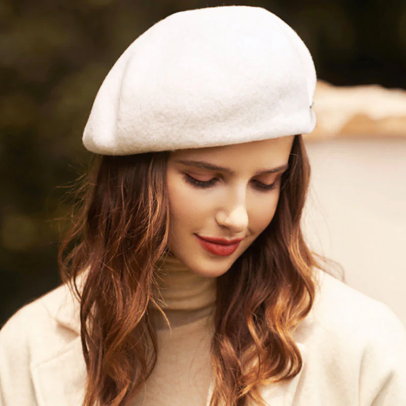 Sparkly Accent Ruched Detail Pure Color Soft Wool Blend Beret - Image 2