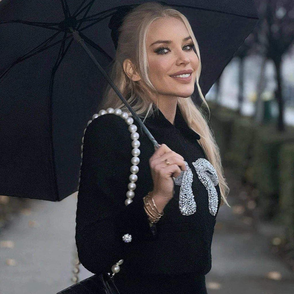Sparkly Crystal Bowknot Embellished Velvet Collar Long Sleeve Tweed Crop Jacket - Image 3