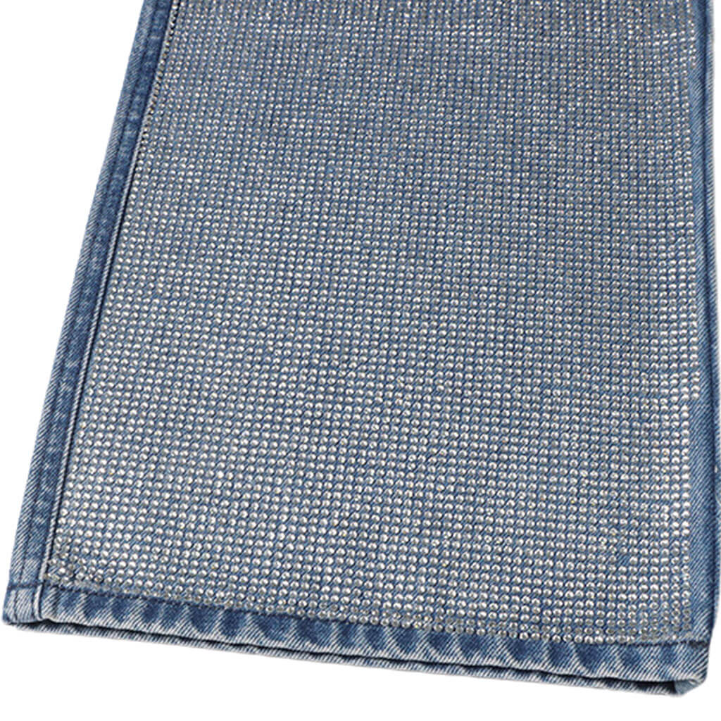 Sparkly Rhinestone Detail Pocket High Waist Straight Leg Jeans - Image 6
