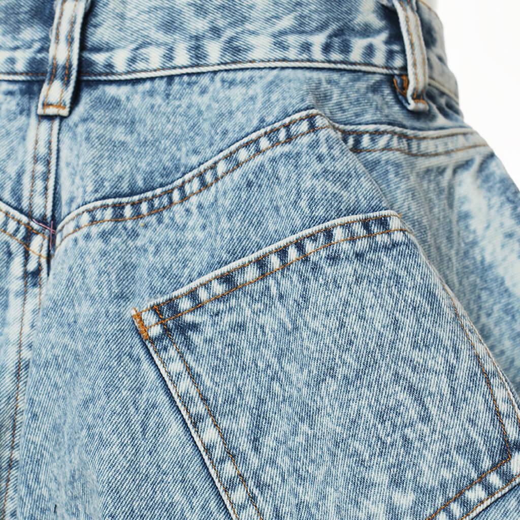 Sparkly Rhinestone Fringe High Waist Ruffle Wide Leg Denim Shorts - Image 4