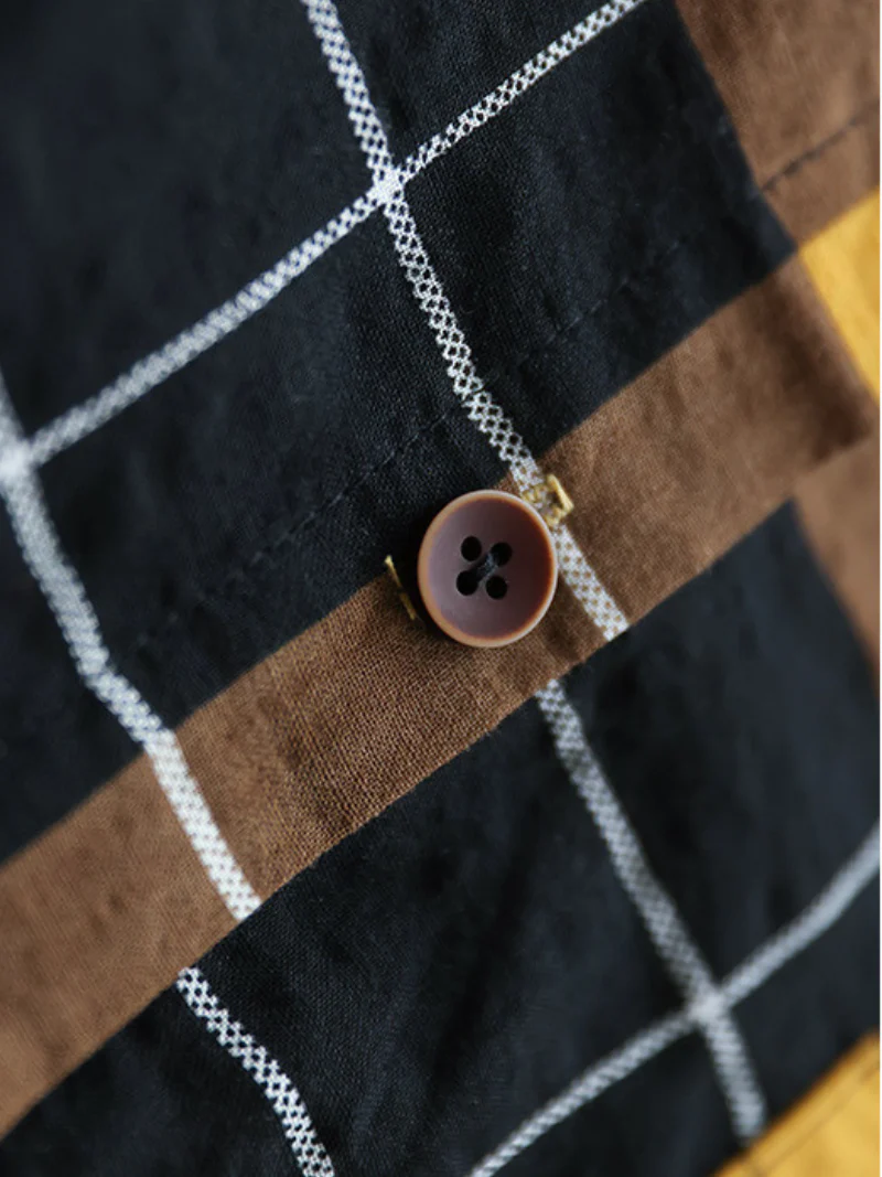 Long Sleeve Stylish Lapel Plaid Loose Causal Shirt Dress - Image 4