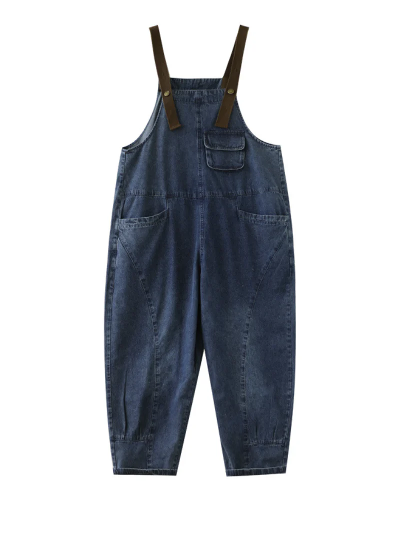 Stylish Denim Casual Loose Western Dungarees Overalls - Image 4
