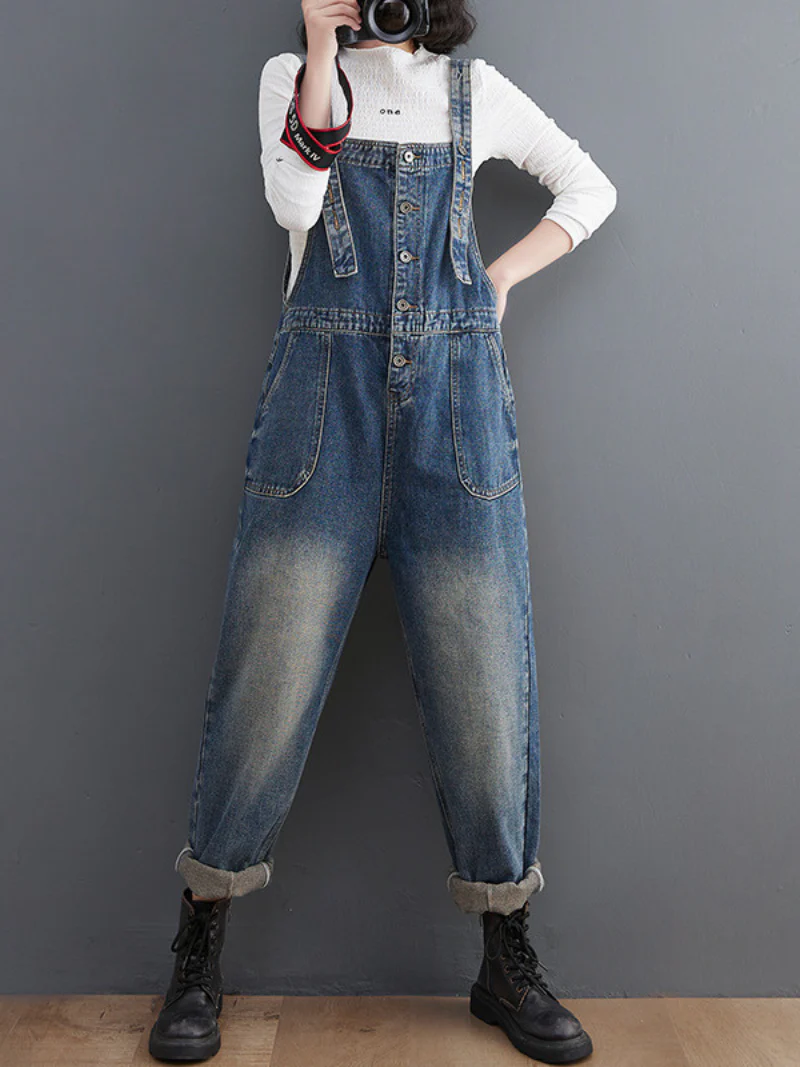 Stylish Large Size Loose Denim Overalls - Image 2