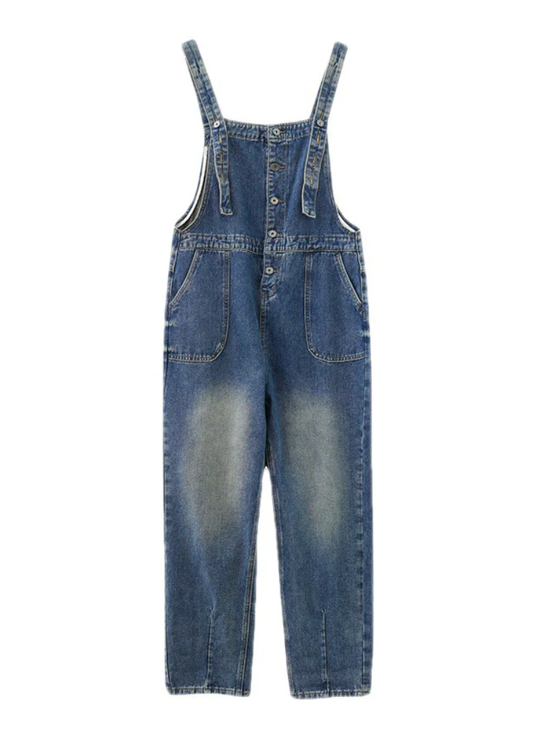 Stylish Large Size Loose Denim Overalls - Image 3