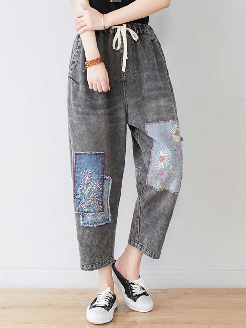 Starry Eyes Denim Baggy Cropped Pant - Image 2