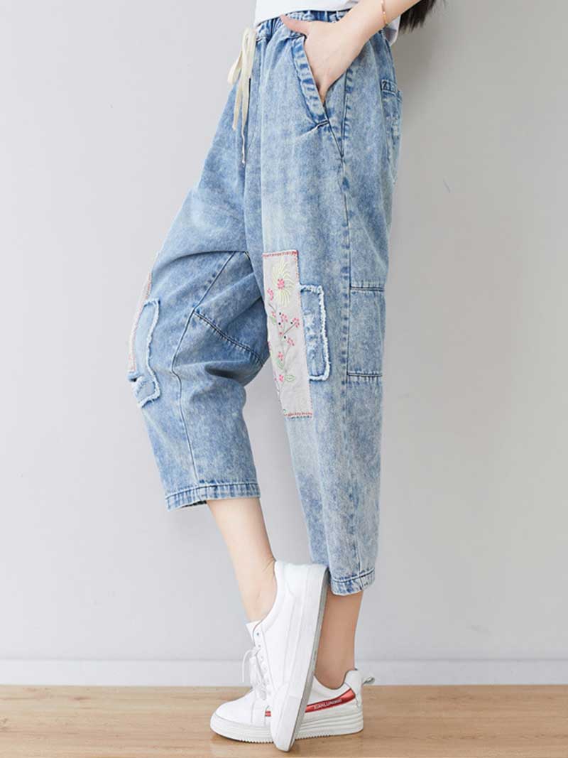 Starry Eyes Denim Baggy Cropped Pant - Image 5