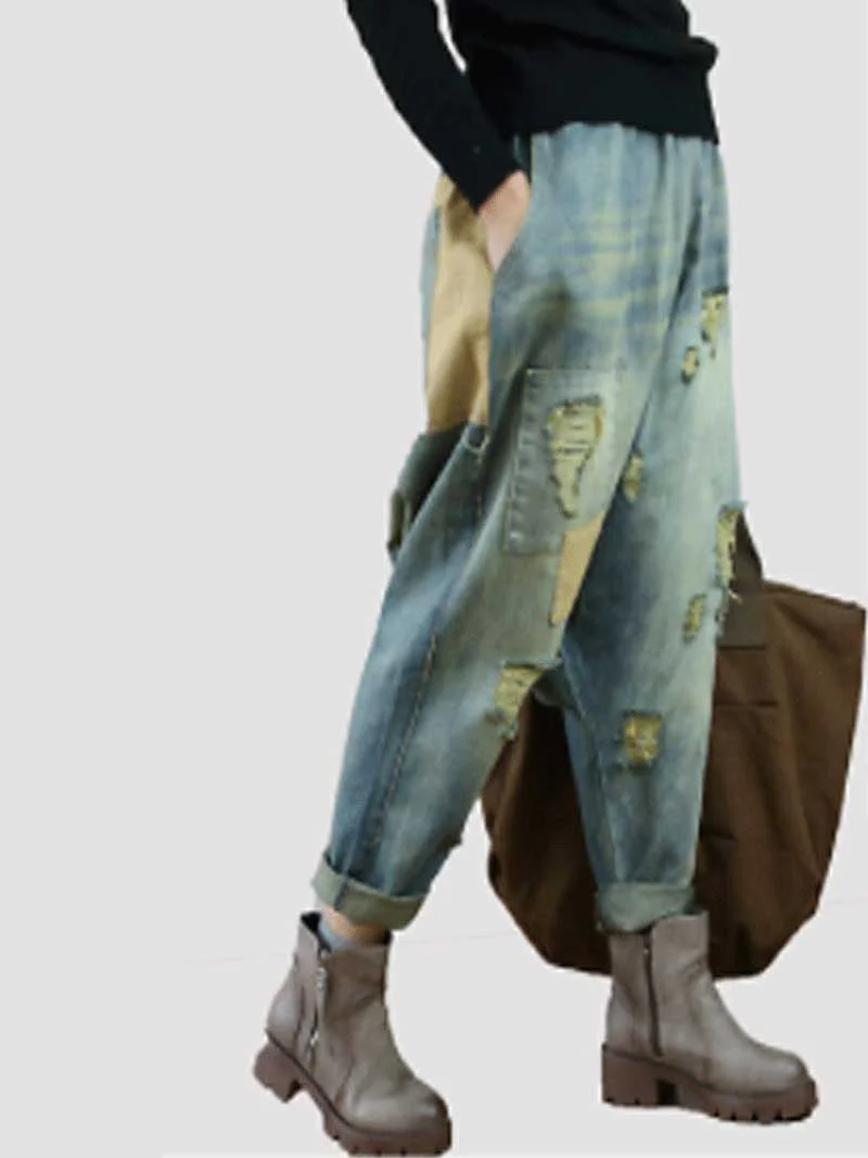 Stay Happy Patch Denim Baggy Pant - Image 3