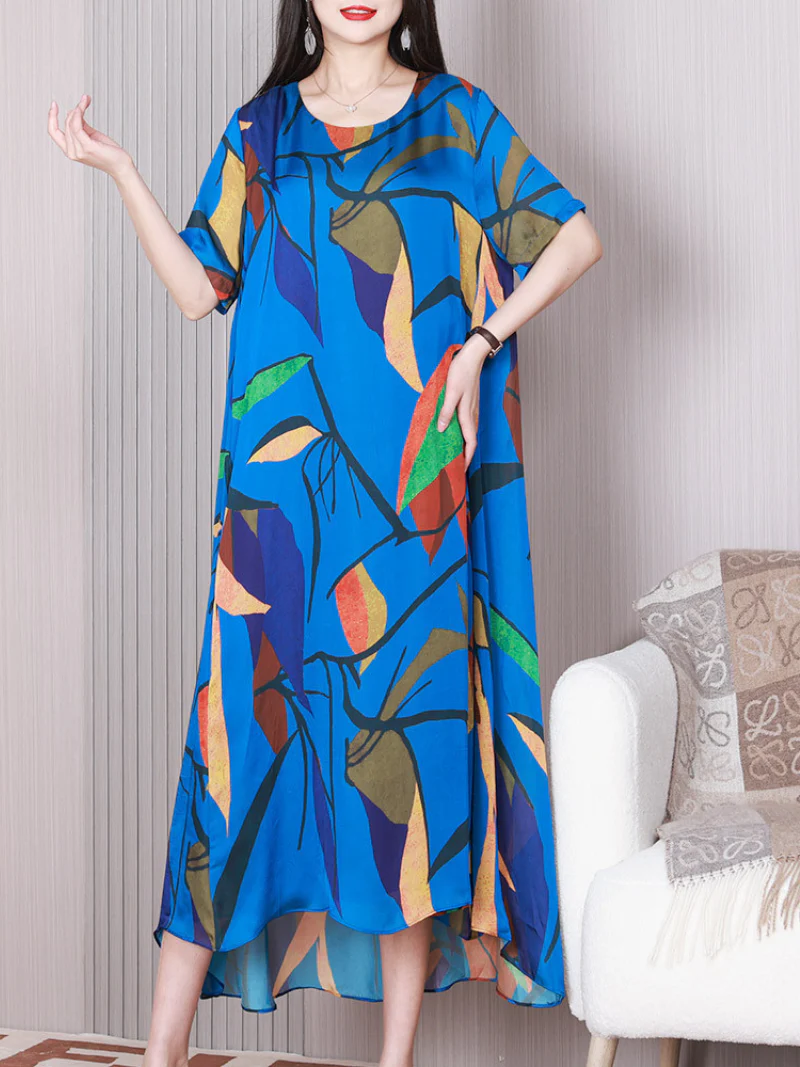 Stay Happy Round Neck A-line Dress - Image 4