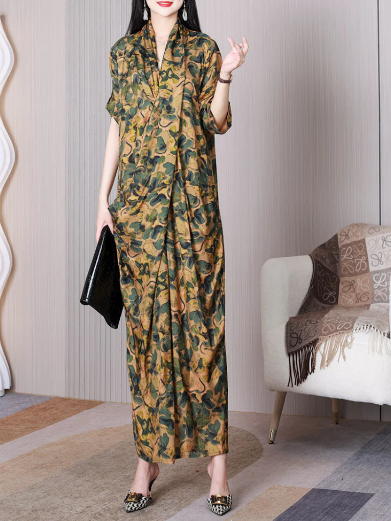 Stay Happy V-neck Stylish A-line Dress - Image 3