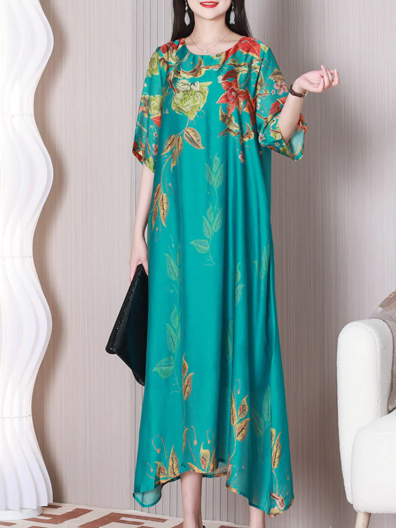 Stay Happy Round Neck A-line Dress - Image 5