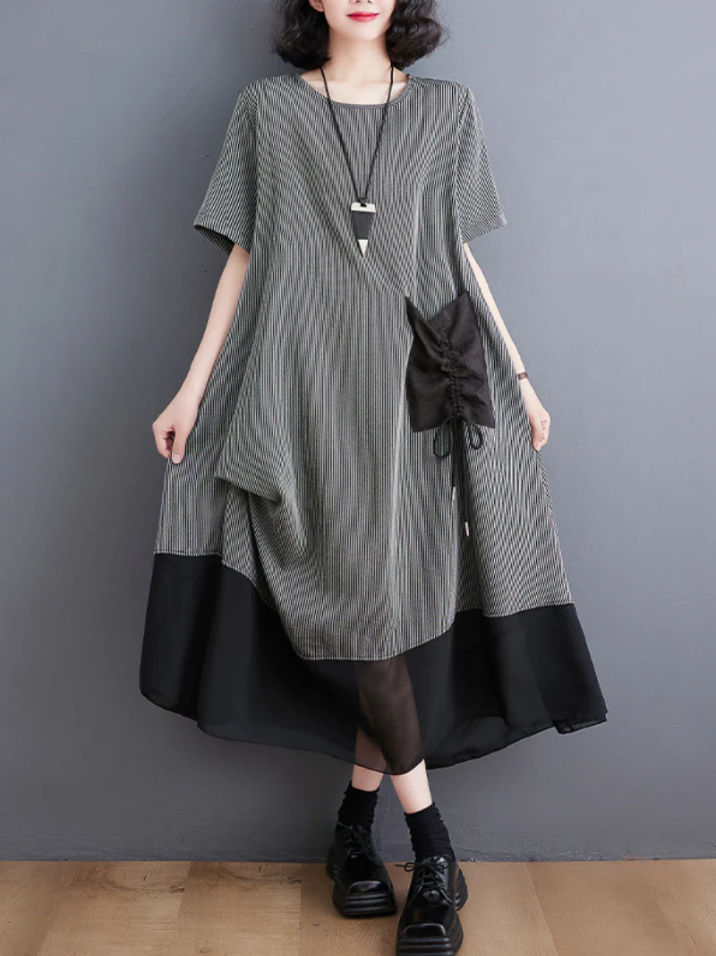 Stay With Me Round Neck Pullover A-line Dress - Image 3