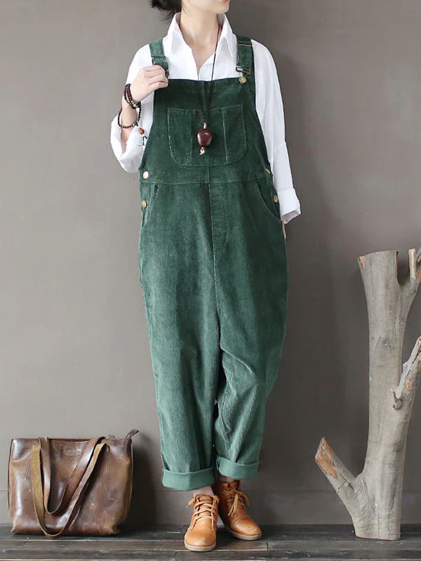 Strap Adjustable Corduroy Thick Overalls Dungarees - Image 5