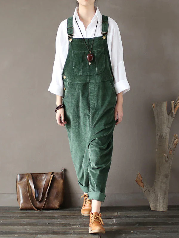 Strap Adjustable Corduroy Thick Overalls Dungarees - Image 9
