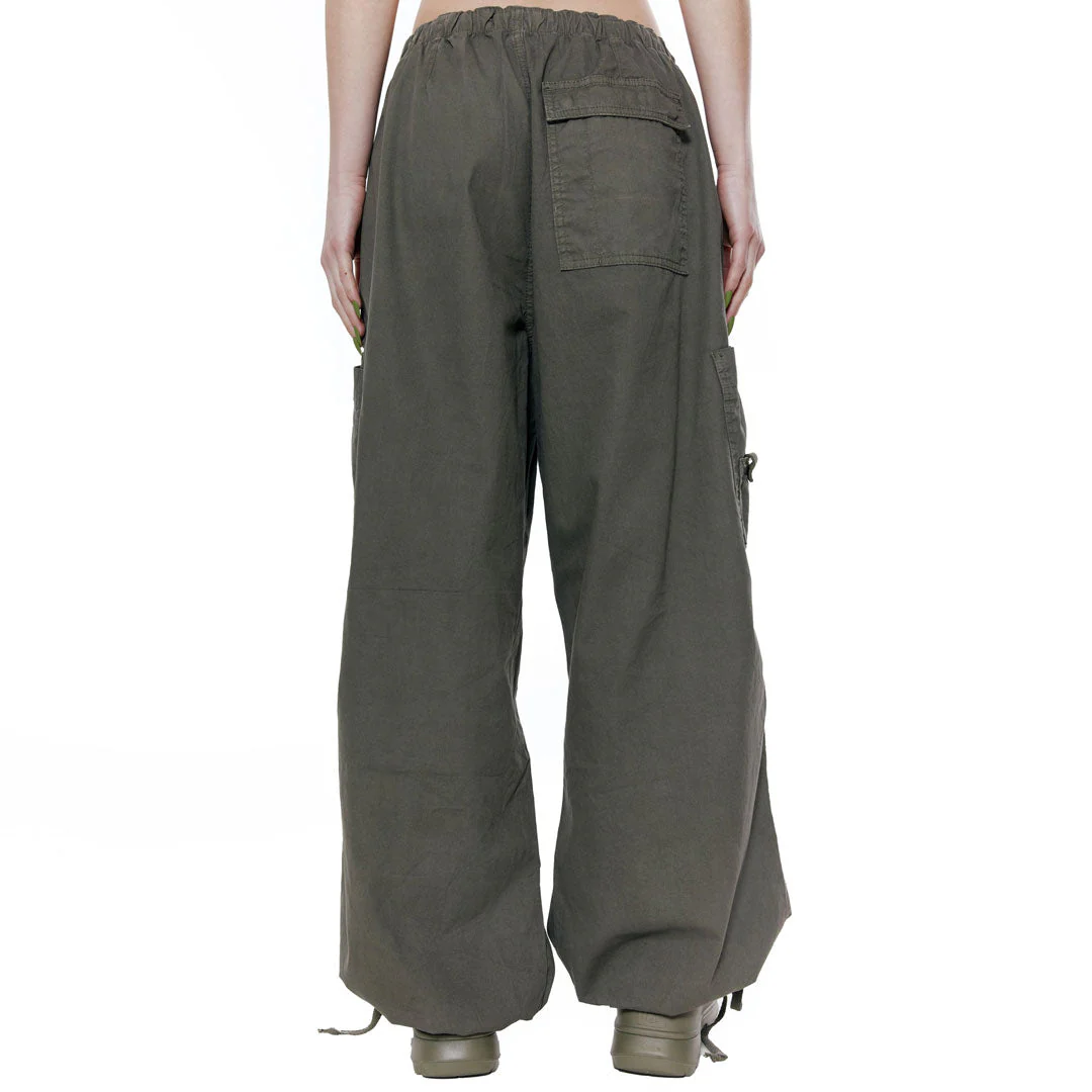 Street Style Drawstring Multi Pocket Wide Leg Baggy Cargo Pants - Brown - Image 3