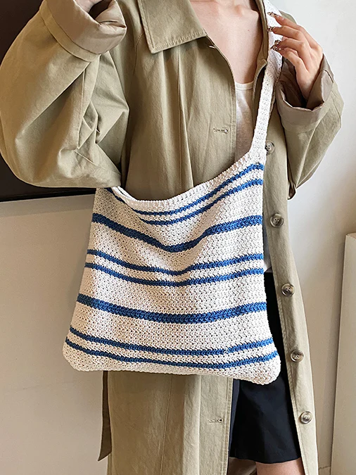 Striped Knit Shoulder Bag - Image 12