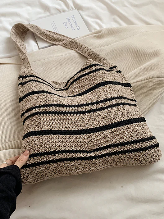 Striped Knit Shoulder Bag - Image 7
