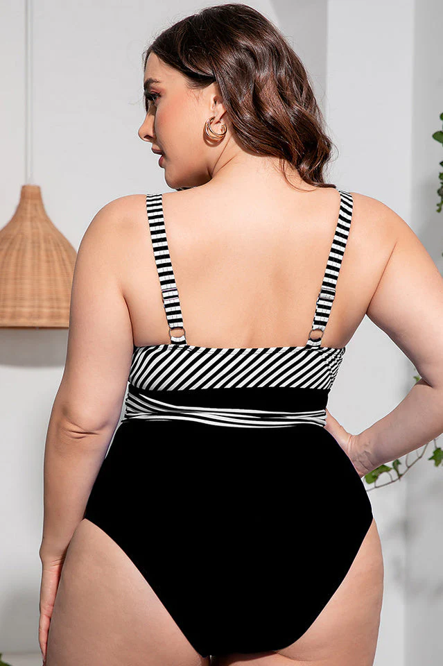 Striped Tie Waist One Piece Swimsuit - Image 8