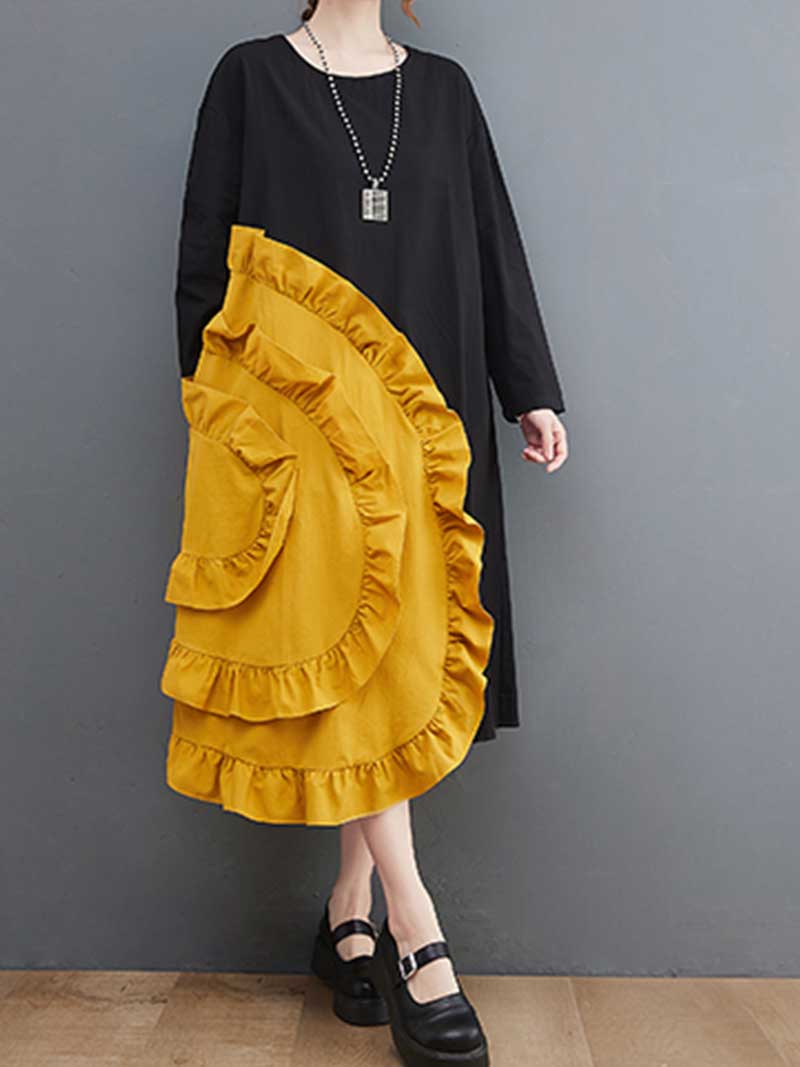 Stylish Ruffle A-Line Dress - Image 7