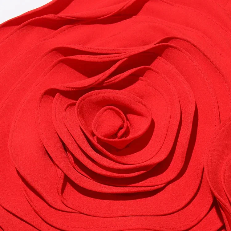 3D ROSES RED Mini Dress - Image 6