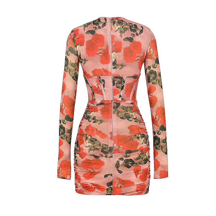 EMA Long Sleeve Lace UP Mini Dress - Image 9