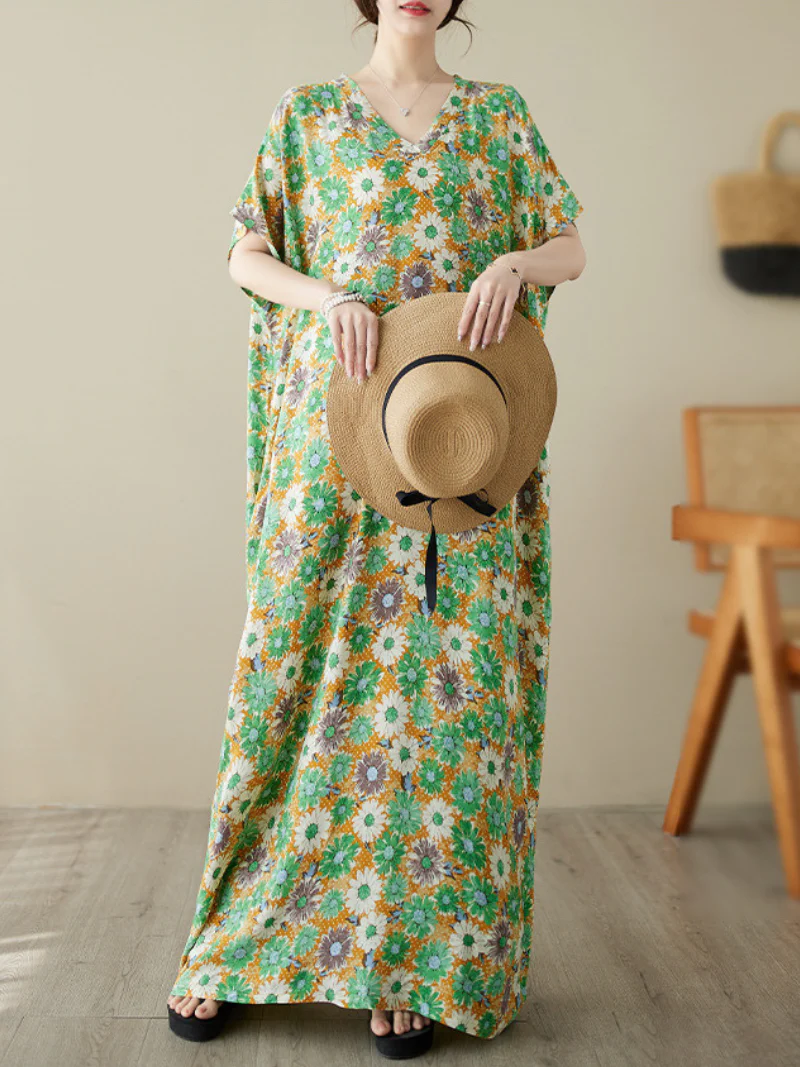 Take My Soul Cotton Bohemian Floral Kaftan Dress - Image 6