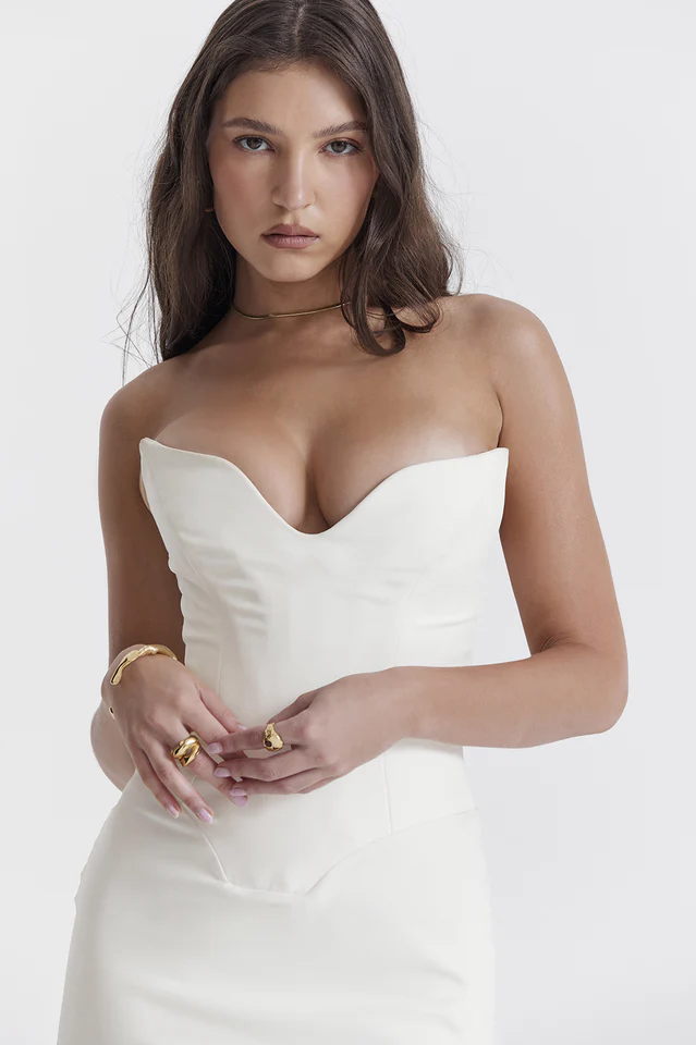 Tamara Ivory Strapless Corset Dress - Image 7