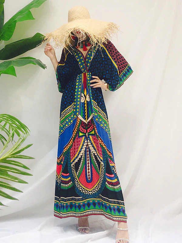 Tara Lee Retro Style Loose Bohemian Maxi Dress - Image 2