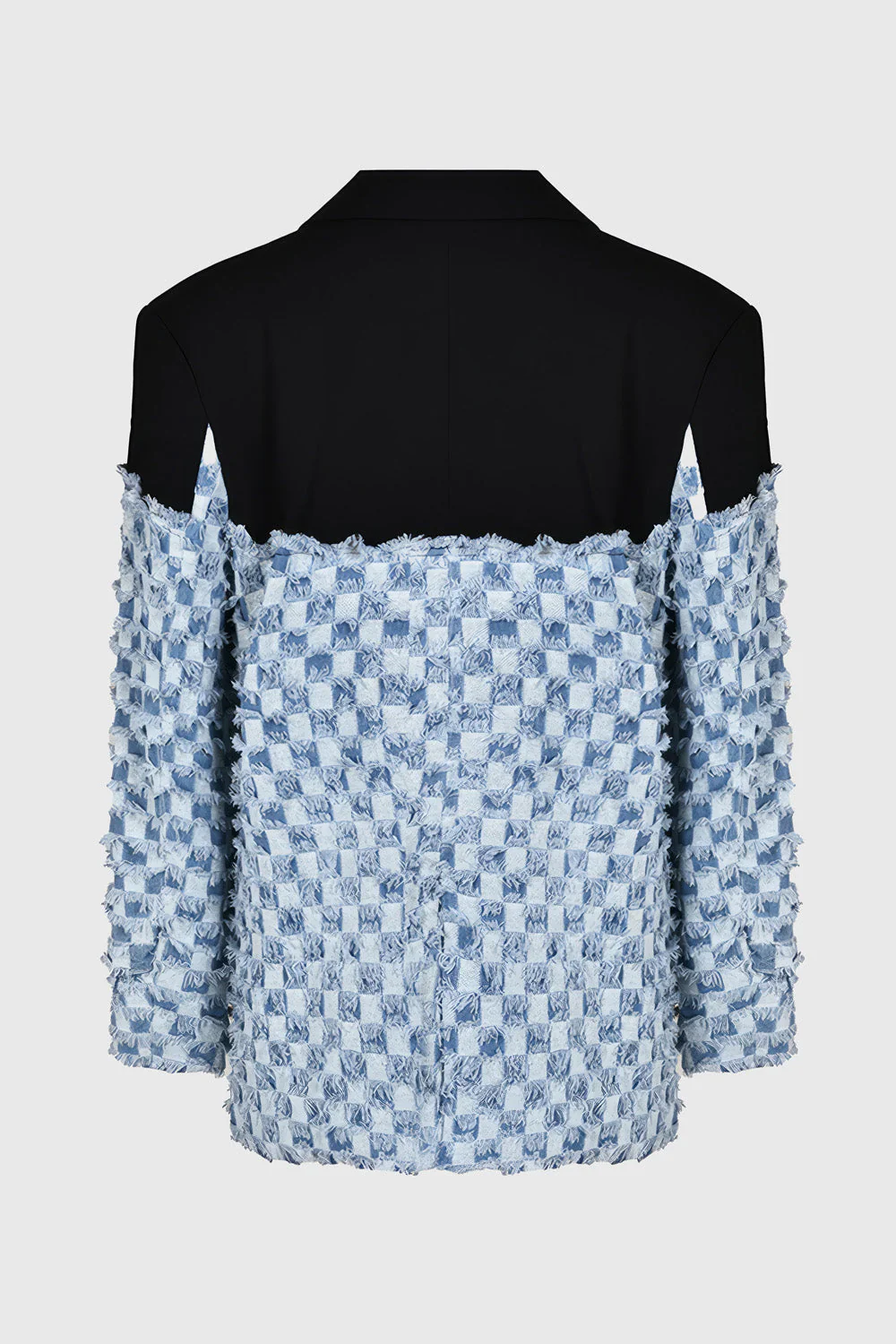 Textured Blazer with Pattern - Black - Image 2
