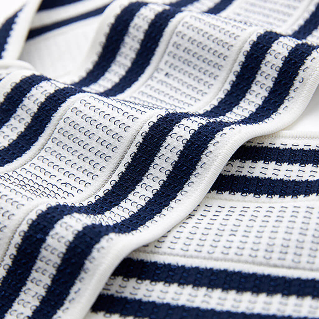 Textured Loop Detail Striped Sleeveless Criss Cross Fitted Crop Top Matching Set - Image 3