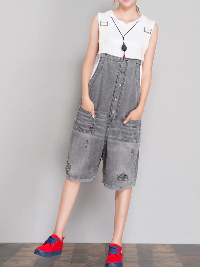 The Meaning Of Simplicity Ripped Romper Overall Dungarees - Image 4