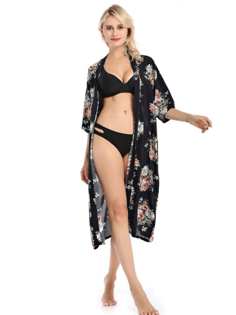 Thinking Out Aloud Printed Floral Gown Robe Kimono - Image 5