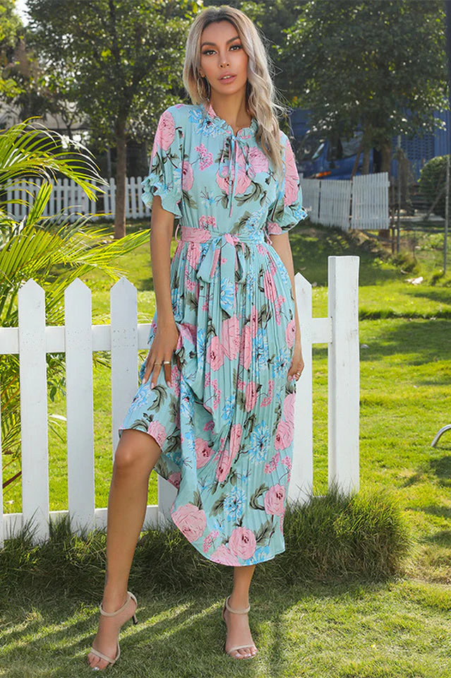 Tie Detail Floral Boho Dress - Image 14