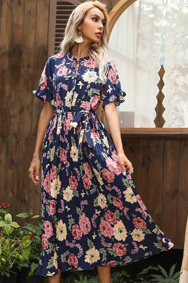 Tie Detail Floral Boho Dress - Image 6
