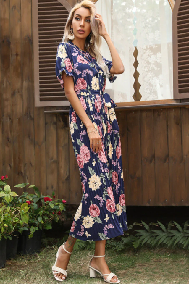 Tie Detail Floral Boho Dress - Image 7