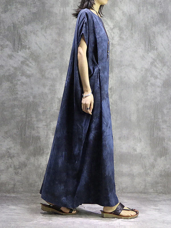 Tie Dye Drawstring Plus Size Maxi Dress - Image 6