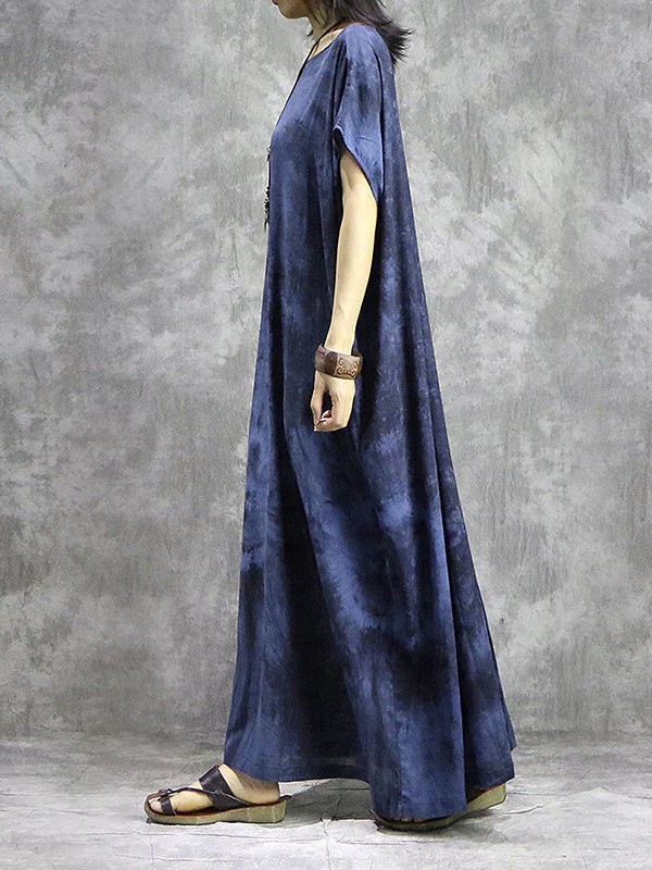 Tie Dye Drawstring Plus Size Maxi Dress - Image 9