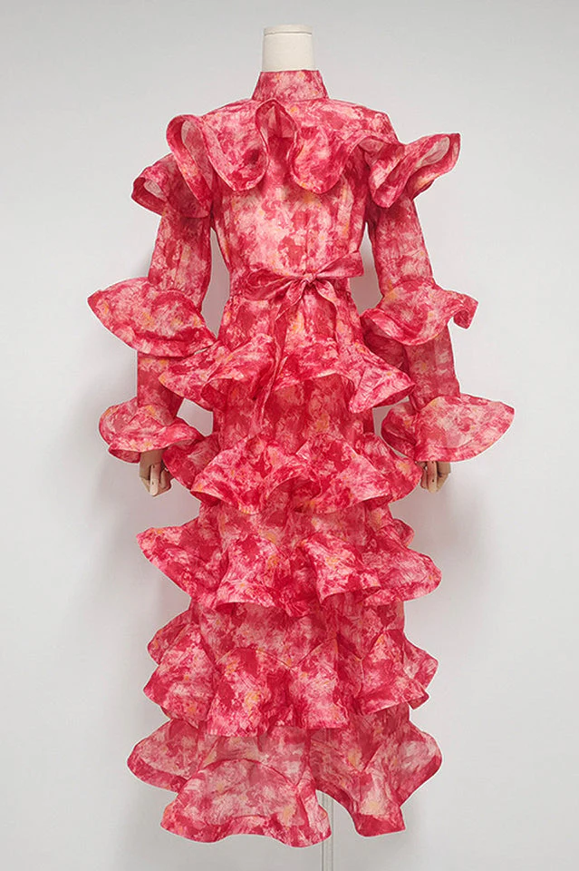 Tiered-Frills Linen-Blend Midi Dress - Image 3