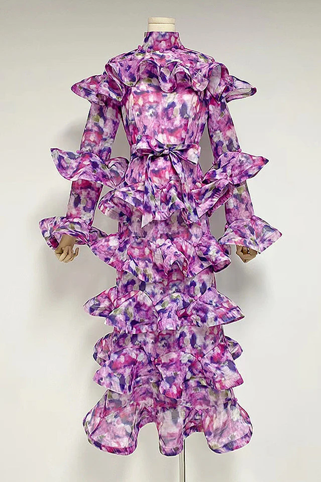 Tiered-Frills Linen-Blend Midi Dress - Image 4