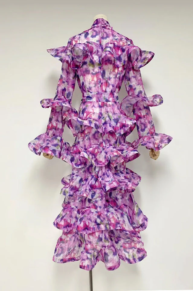 Tiered-Frills Linen-Blend Midi Dress - Image 5