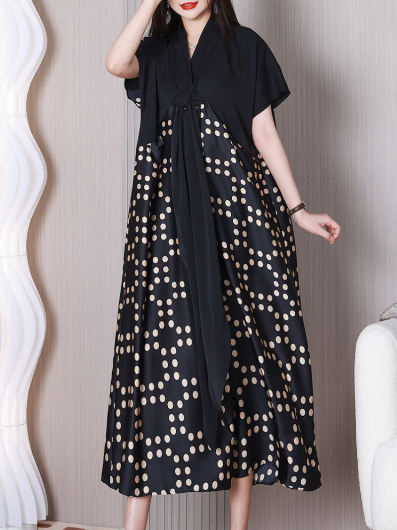 Time Will Come V-neck Short Sleeves A-line Dress