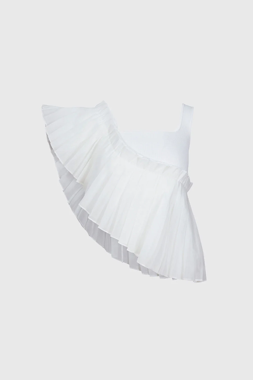 Top with Ruffle and Square Neck - White - Image 4