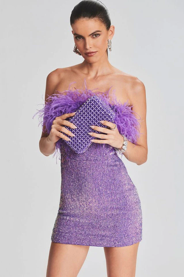 Torin Sequin Feather Dress - Image 2