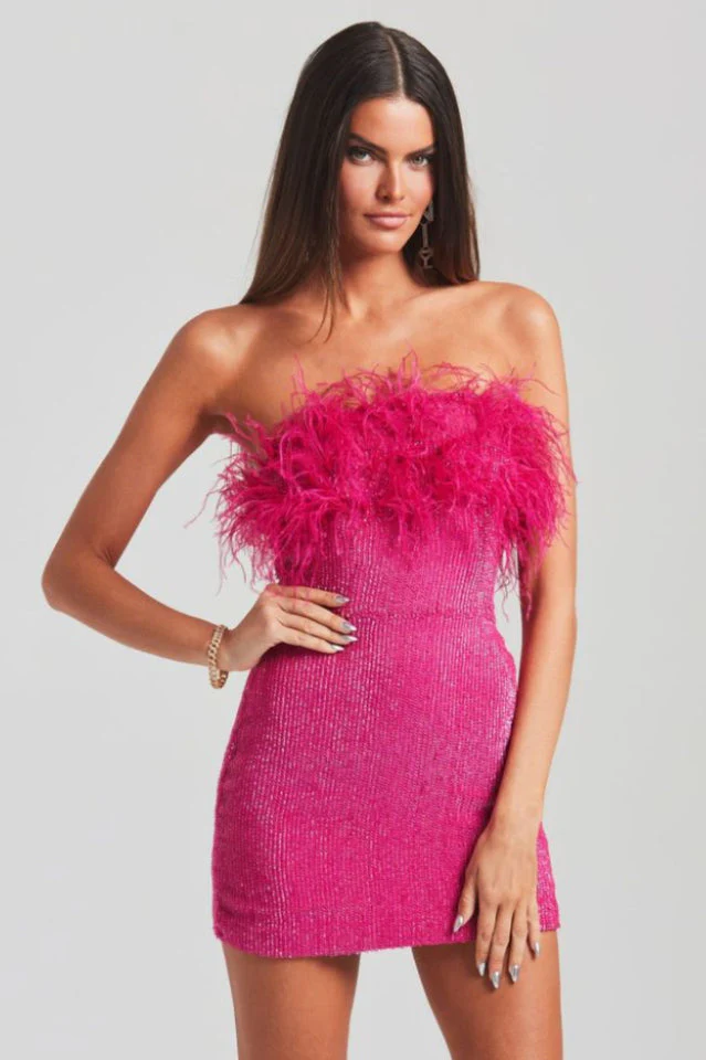Torin Sequin Feather Dress - Image 6