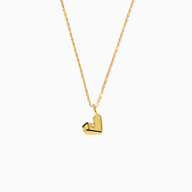 Trendy Gold Plated Sweetheart Pendant Chain NeckLace - Gold